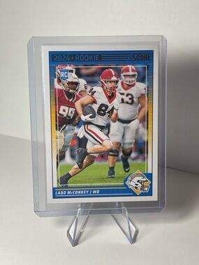 Score 2024 Rookie Ladd McConkey Football Trading Card - White/Red